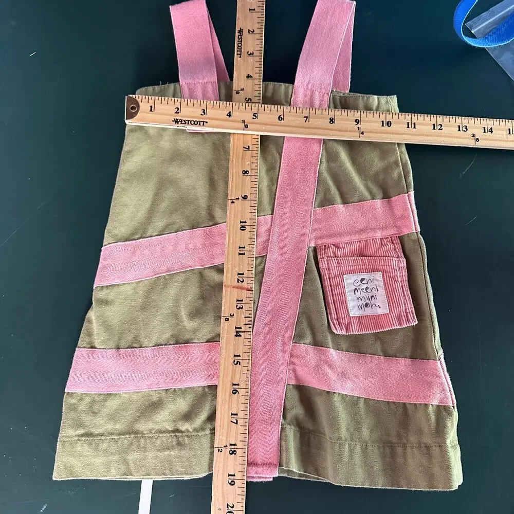 Eeni Meeni Miini Moh Dress Size 2 2T Pink Green Abstract Unique Minimalist